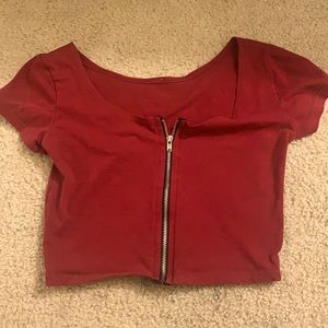 Juniors Maroon Crop Top